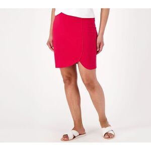 Belle by Kim Gravel Women's Skirt Sz S TripleLuxe Knit Tulip Hem Red A601301